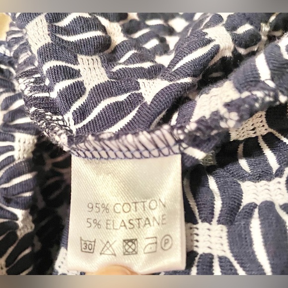 Klok Denmark Women’s Textured Blue /White Fit&Flare 3/4 Sleeve Dress size Sz M - Picture 7 of 9